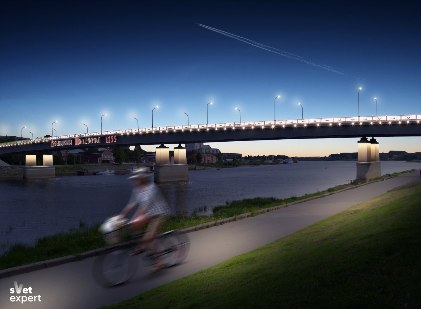 Освещение моста Александра Невского в Великом Новгороде