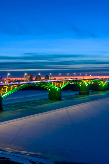 Освещение Канавинского моста в Нижнем Новгороде
